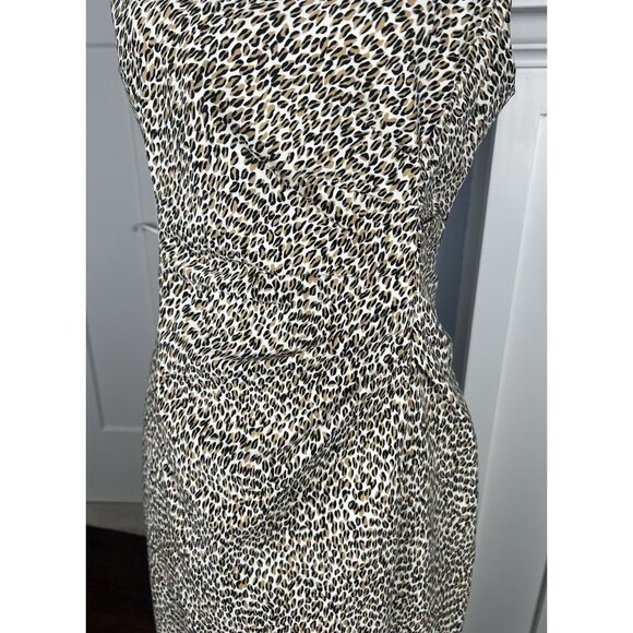 NWT J.McLaughlin Sleeveless Anne Dress Leopard Print Front Drape Pleat Size 8 - Picture 2 of 9